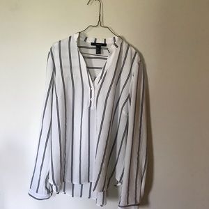 forever 21 white and black blouse